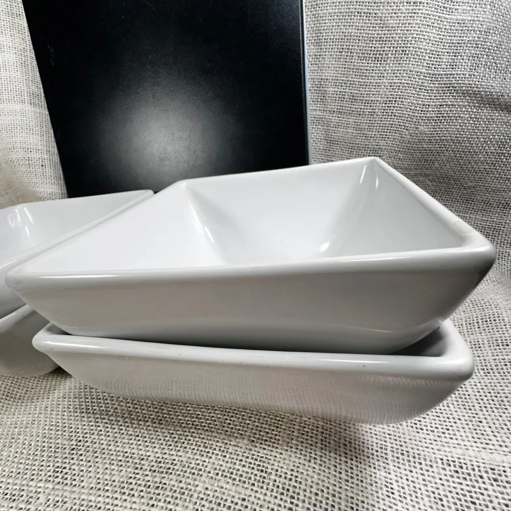 Target Home Threshold White Square Porcelain Cereal Soup Bowls Set of 4 6.25in